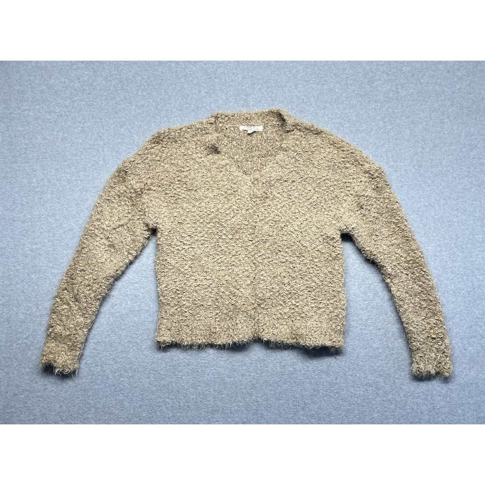 Magnolia Boutique Sweater Size Small Angora V-neck Sandy Brown Xtra Stretch Y2K